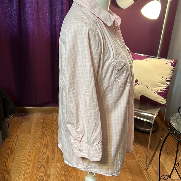 Pink gingham check blouse, sz M, C&B - Picture 4 of 7
